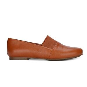 Gentle Souls by Kenneth Cole Women Cognac Tan Leather Eugene Ruffle Flat 8.5